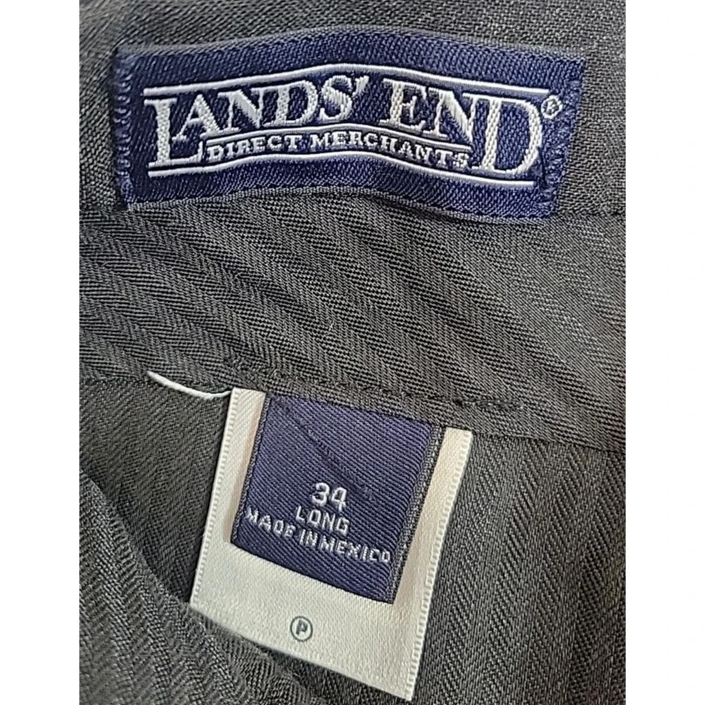 Lands' End Black Straight Leg Wool Career Casual‎ Dress Pants Mens Size 34 Long